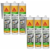 Sika - seal 107 Acryl-Dichtstoff 6er-Set Fuge und Riss - Grau - 300ml - Gris von SIKA