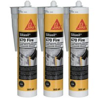 Sika - Set aus 3 feuerklassifizierten Fugenmassen sil 670 Fire - Grau - 300ml - Gris von SIKA