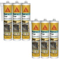 Sika - Set von 6 elastischen Silikon-Dichtstoffen sil g - Transparent - 300ml - Transparent von SIKA