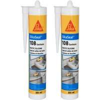 2er-Set Anti-Schimmel Silikondichtstoff Sika Sika seal 108 Sanitär - Weiß - 300ml - Blanc von SIKA