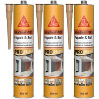 Sika - 3er-Set Polyurethan-Dichtstoffe 2 in 1 seal-183 Fassade & Boden - Steinton - 300ml - Ton pierre von SIKA