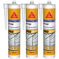 Sika - 3er-Set elastischer Silikon-Kitt seal-162 Verglasung - Weiß - 300ml - Blanc von SIKA