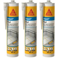 3er Set Sika Sika sil Pool Silikon Versiegelung - Transparent - 300ml - Transparent von SIKA