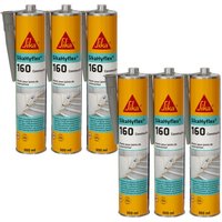 Sika - Hyflex 160 Construction - Betongrau - 300ml - 6er-Set Dichtungsmittel für Betonfassaden und Mauerwerk - Gris béton von SIKA