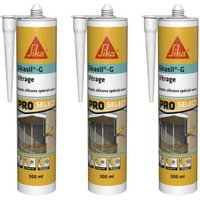 Sika - Set von 3 elastischen Silikon-Dichtstoffen sil g - Transparent - 300ml - Transparent von SIKA