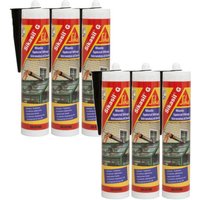 Sika - Set von 6 elastischen Silikondichtstoffen sil g - Schwarz - 300ml - Noir von SIKA