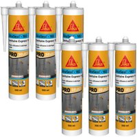 Sika - Set von 6 schnelltrocknenden Silikondichtstoffen Seal-182 Sanitär Express 1h - Weiss - 300ml - Blanc von SIKA