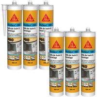 Sika - seal-180 Badezimmer & Fliesen Silikon-Dichtmasse - Weiß - 300ml - 6er-Set von SIKA