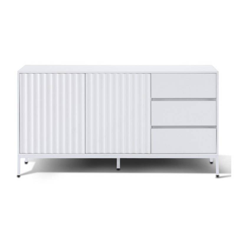 SIKAINI Anrichte Weißer moderner, schlichter Anrichteschrank für Esszimmer (Paketartikel, 3 Schubladen), 150x40x79 cm von SIKAINI