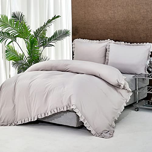 SIKAINI Bedding Bettwäsche 2teilig bettwäsche Sets - aus Mikrofaser Bettbezug 1er Set + Kissenbezug 1er Set 80x80 mit Reißverschlus, Hellgrau, 155x200 cm von SIKAINI