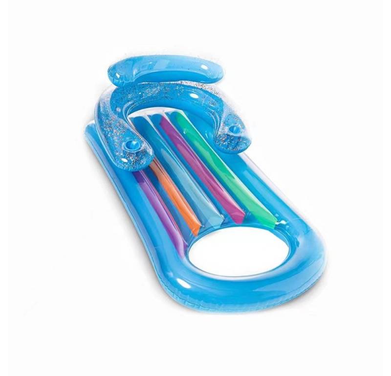 SIKAINI Luftmatratze Aufblasbare Luftmatratze mit Rückenlehne, (Leicht & tragbar – ideal für unterwegs), Farbenfrohes Streifendesign mit Glitzereffekt von SIKAINI