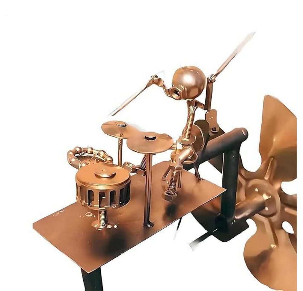 SIKAINI Wetterfahne Gartendekoration Metall-Windmühle mit Trommler, (Lebendige Farben, detailreich gestaltet Einfache Installation), Robustes Metallmaterial Wetterfest & windbetrieben von SIKAINI