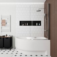 Siko - 160x100 cm Fortuna Plus Eckbadewanne aus Acryl, rechts + Schürze + Badewannenabtrennung + Füße, weiß (FO1600PPLUS-SETP1) von SIKO
