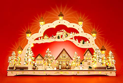 SIKORA LB77 wundervoller XXXL Holz LED Schwibbogen Weihnachtsdorf L ca. 78 cm von SIKORA Weihnachtswelt