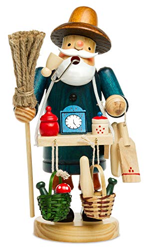 SIKORA Weihnachtswelt RM-A Räuchermännchen aus Holz 3 Größen Verschiedene Motive, Farbe/Modell:A29 blau - Hausierer, Höhe in cm:Höhe ca. 36 cm von SIKORA Weihnachtswelt