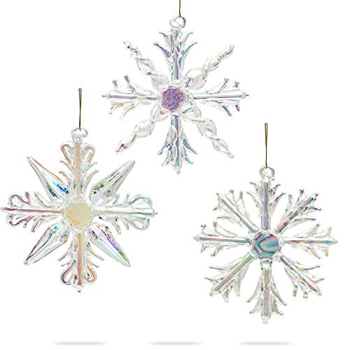 Sikora BS131G Weihnachtsschmuck aus mundgeblasenem Glas - Glitzersterne - 3er Set von SIKORA Weihnachtswelt