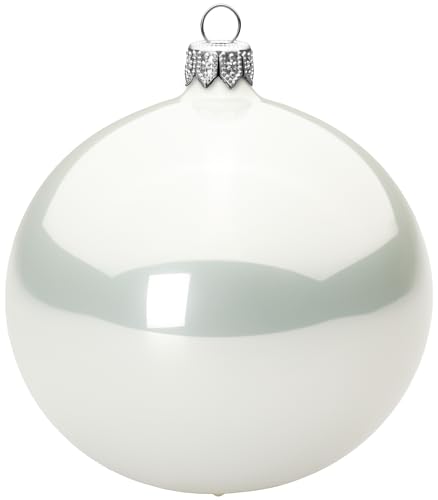 Sikora Essentials Klassische Christbaumkugeln aus Glas - Hochglanz - 6 Farben 3 Größen Premium Qualität, Farbe/Modell:Weiss Hochglanz 3er Set, Höhe in cm:10 cm von SIKORA