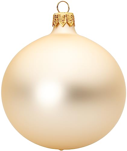 Sikora Essentials Klassische Christbaumkugeln aus Glas - matt - 6 Farben 3 Größen Premium Qualität, Farbe:Champagner matt 4er Set, Höhe in cm:8 cm von SIKORA