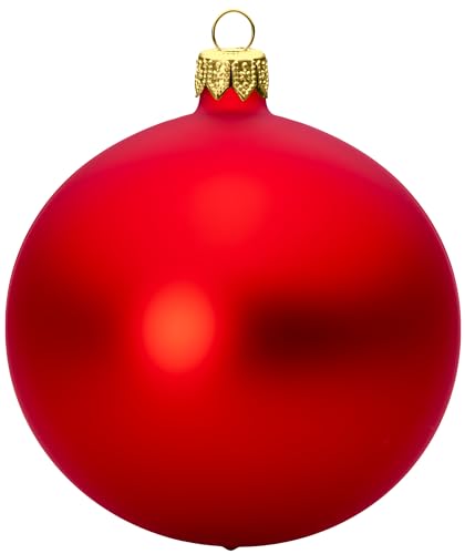 Sikora Essentials Klassische Christbaumkugeln aus Glas - matt - 6 Farben 3 Größen Premium Qualität, Farbe:Rot matt 4er Set, Höhe in cm:10 cm von SIKORA