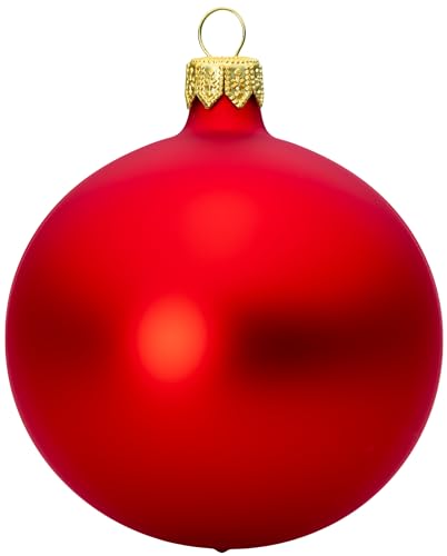 Sikora Essentials Klassische Christbaumkugeln aus Glas - matt - 6 Farben 3 Größen Premium Qualität, Farbe:Rot matt 4er Set, Höhe in cm:8 cm von SIKORA