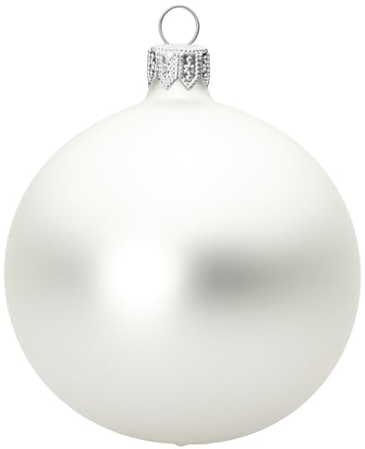 Sikora Essentials Klassische Christbaumkugeln aus Glas - matt - 6 Farben 3 Größen Premium Qualität, Farbe:Silber matt 4er Set, Höhe in cm:8 cm von SIKORA