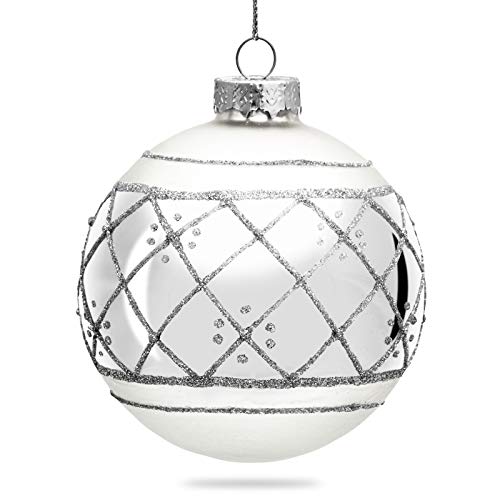 Sikora Highlights 4er Set ausgefallene Christbaumkugeln aus Glas Silber, Farbe/Modell:Modell Wien Silber, Höhe in cm:8 cm von SIKORA