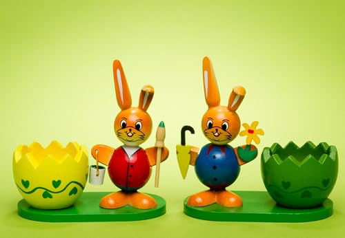 SIKORA OD08 Osterdeko Holz Eierbecher mit Osterhasen Figuren im 2er Set, Farbe/Modell:A2 2er Set rot/blau SIKORA OD08 Osterdeko Holz Eierbecher mit Osterhasen Figuren im 2er Set, Farbe/Modell:A2 2er Set rot/blau von SIKORA