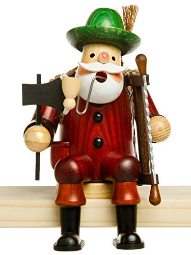 Sikora RM-A Kantenhocker Holz Räuchermännchen H:16,5 cm - Verschiedene Motive, Größe:Höhe ca. 16.5 cm, Farbe/Modell:A03 Kantenhocker Rot - Holzfäller von SIKORA