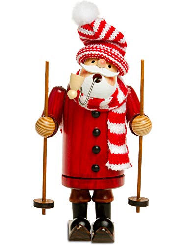 Sikora RM-A Räuchermännchen aus Holz 3 Größen Verschiedene Motive, Farbe/Modell:A25 rot - Weihnachtsmann auf Skiern, Höhe in cm:Höhe ca. 36 cm von SIKORA