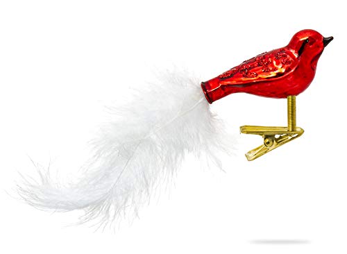 SIKORA BS460 3er Set traditioneller Christbaumschmuck aus Glas kleine Clip Vögel mit Federschwanz - Hochglanz - viele Farben, Farbe/Modell:Rot 3er Set, Größe:Länge ca. 11 cm von SIKORA
