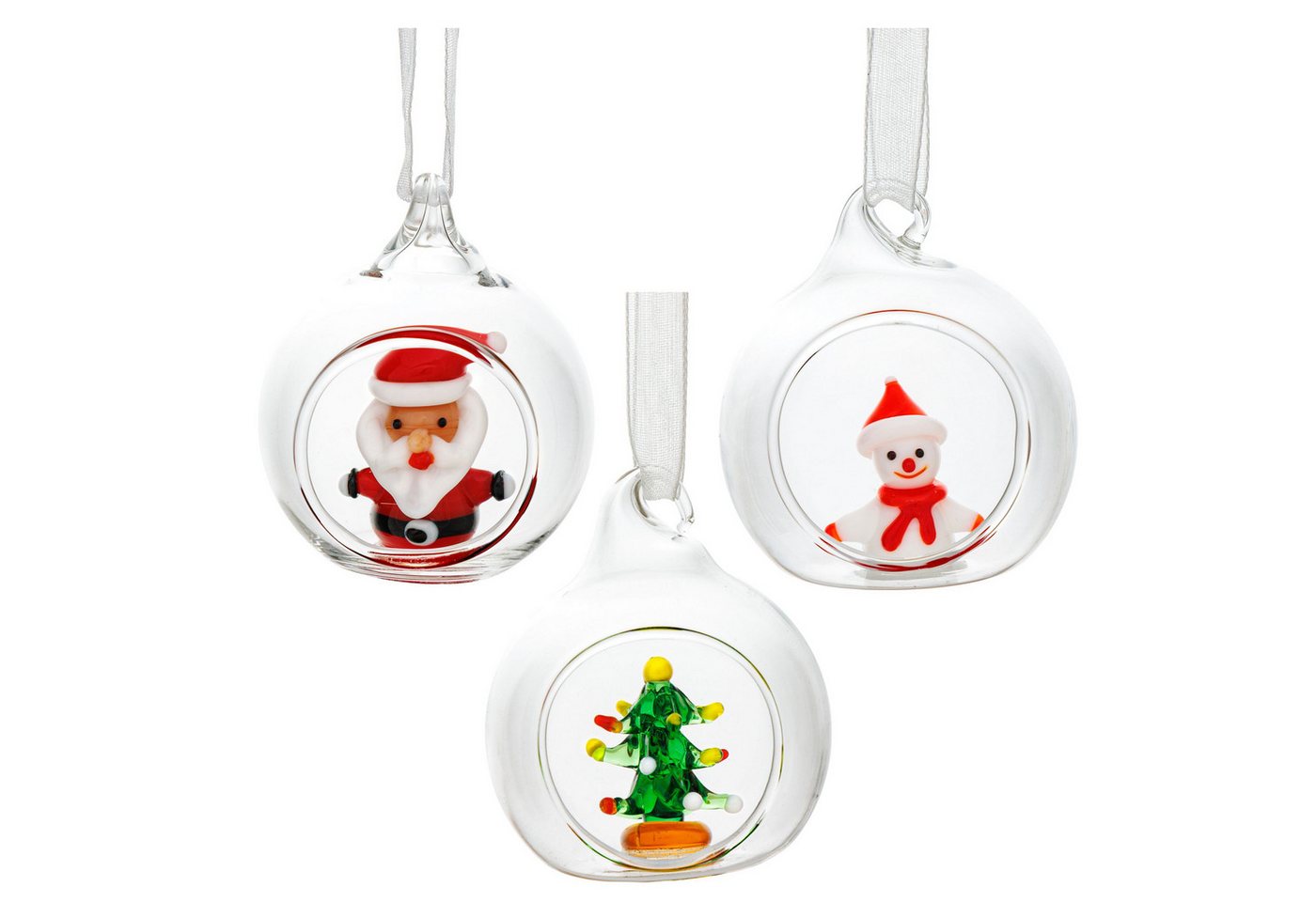 SIKORA Christbaumschmuck Glas Weihnachtskugel Mini Glasfiguren 3er Set Offene Glaskugel D:4cm SIKORA Christbaumschmuck Glas Weihnachtskugel Mini Glasfiguren 3er Set Offene Glaskugel D:4cm von SIKORA