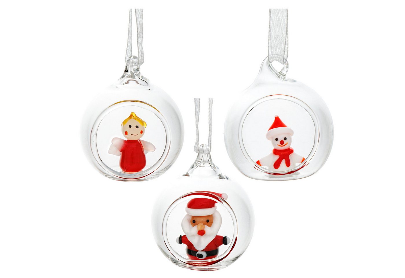 SIKORA Christbaumschmuck Glas Weihnachtskugel Mini Glasfiguren 3er Set Offene Glaskugel D:4cm SIKORA Christbaumschmuck Glas Weihnachtskugel Mini Glasfiguren 3er Set Offene Glaskugel D:4cm von SIKORA