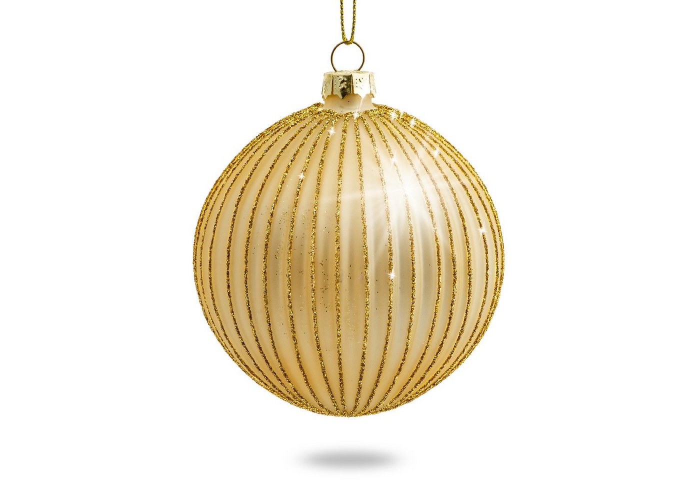 SIKORA Christbaumschmuck Highlights Gold 4er Set Christbaumkugeln aus Glas mit Verzierung von SIKORA