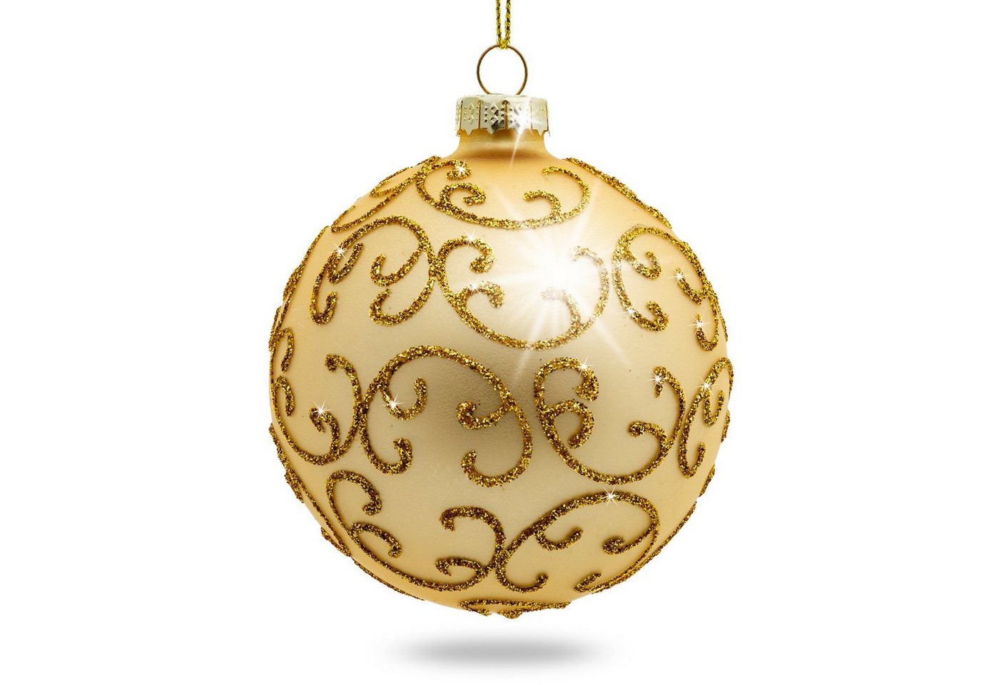 SIKORA Christbaumschmuck Highlights Gold 4er Set Christbaumkugeln aus Glas mit Verzierung von SIKORA