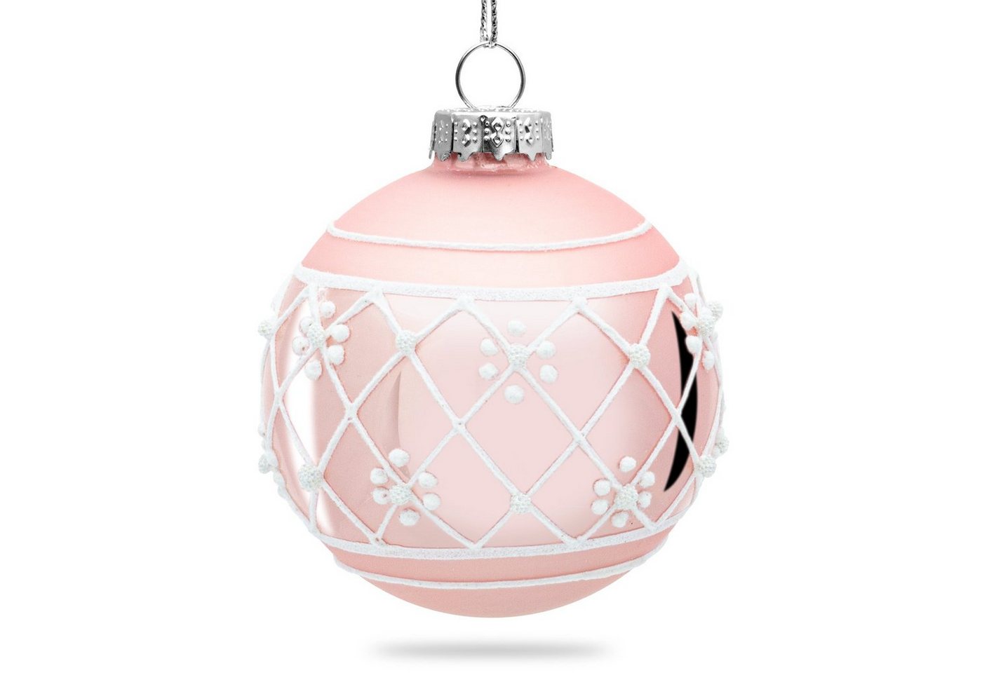 SIKORA Christbaumschmuck Highlights Rosa 4er Set Christbaumkugeln aus Glas mit Verzierung von SIKORA