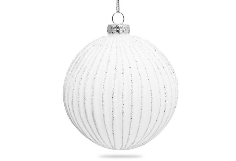 SIKORA Christbaumschmuck Highlights Weiss 4er Set Christbaumkugeln aus Glas mit Verzierung, Besondere Weihnachtskugeln für ein sinnliches Weihnachtsfest von SIKORA