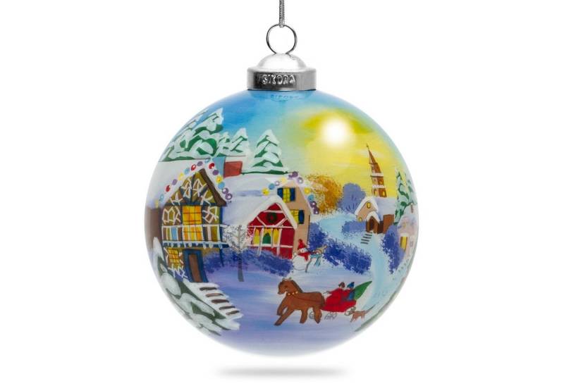 SIKORA Christbaumschmuck K08-47 Winterlandschaft Weihnachtskugel Innenglasmalerei D: 7,5 cm von SIKORA