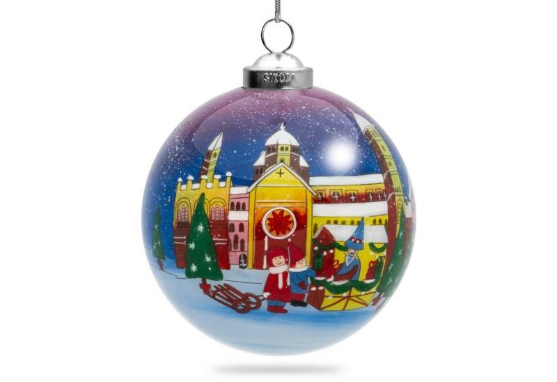 SIKORA Christbaumschmuck K08-75 Weihnachtsmarkt Weihnachtskugel Innenglasmalerei D: 7,5 cm von SIKORA