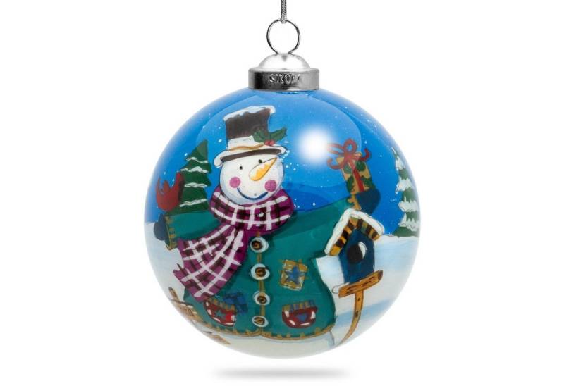 SIKORA Christbaumschmuck K08-80 Schneemann Weihnachtskugel Innenglasmalerei D: 7,5 cm von SIKORA
