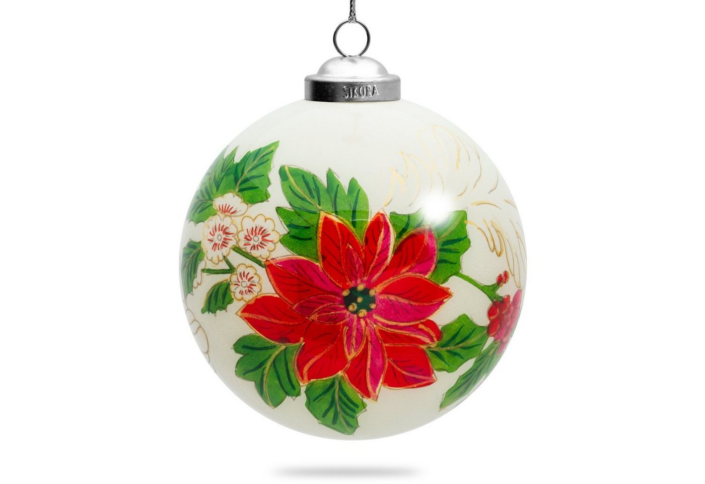 SIKORA Christbaumschmuck K10-18 Weihnachtsstern Blüte Weihnachtskugel Innenglasmalerei D: 10 cm SIKORA Christbaumschmuck K10-18 Weihnachtsstern Blüte Weihnachtskugel Innenglasmalerei D: 10 cm von SIKORA