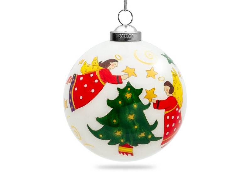 SIKORA Christbaumschmuck SIKORA K08-24 Engel am Weihnachtsbaum Glaskugel Weihnachtskugel Innenglasmalerei D: 7,5 cm von SIKORA