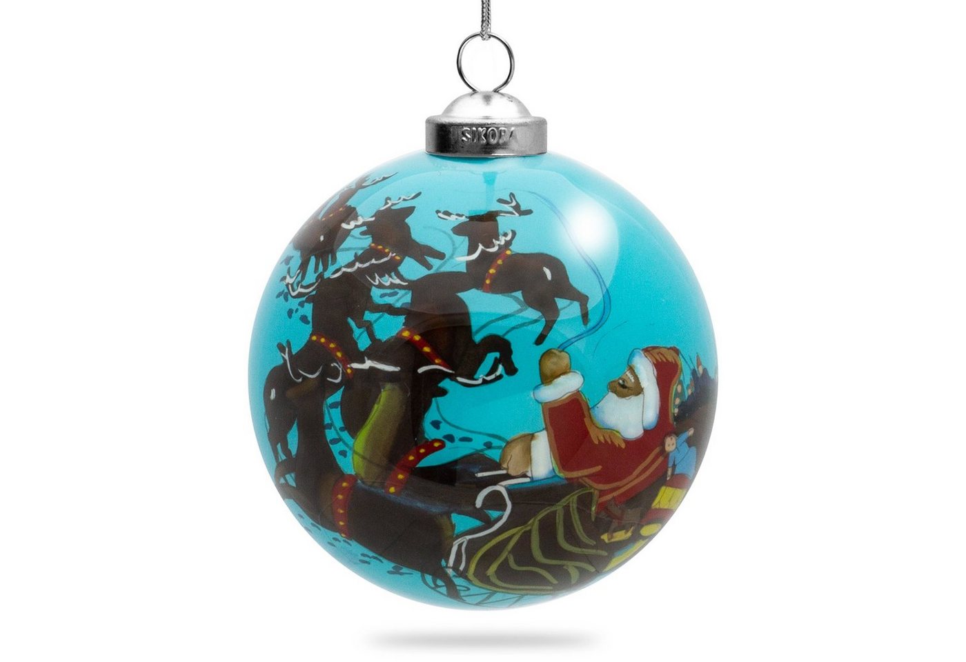 SIKORA Christbaumschmuck SIKORA K08-26 Weihnachtsmann mit Rentierschlitten Glaskugel Weihnachtskugel Innenglasmalerei D: 7,5 cm SIKORA Christbaumschmuck SIKORA K08-26 Weihnachtsmann mit Rentierschlitten Glaskugel Weihnachtskugel Innenglasmalerei D: 7,5 cm von SIKORA