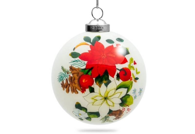 SIKORA Christbaumschmuck SIKORA K08-31 Weihnachtsstern Blüten Glaskugel Weihnachtskugel Innenglasmalerei D: 7,5 cm von SIKORA