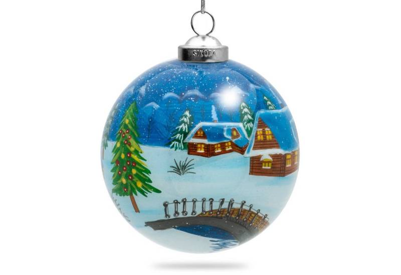 SIKORA Christbaumschmuck SIKORA K08-77 Winterdorf Glaskugel Weihnachtskugel Innenglasmalerei D: 7,5 cm von SIKORA