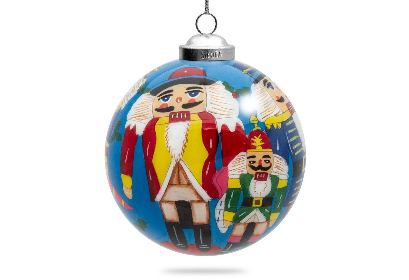 SIKORA Christbaumschmuck SIKORA K10-15 Nussknacker Glaskugel Weihnachtskugel Innenglasmalerei D: 10 cm von SIKORA