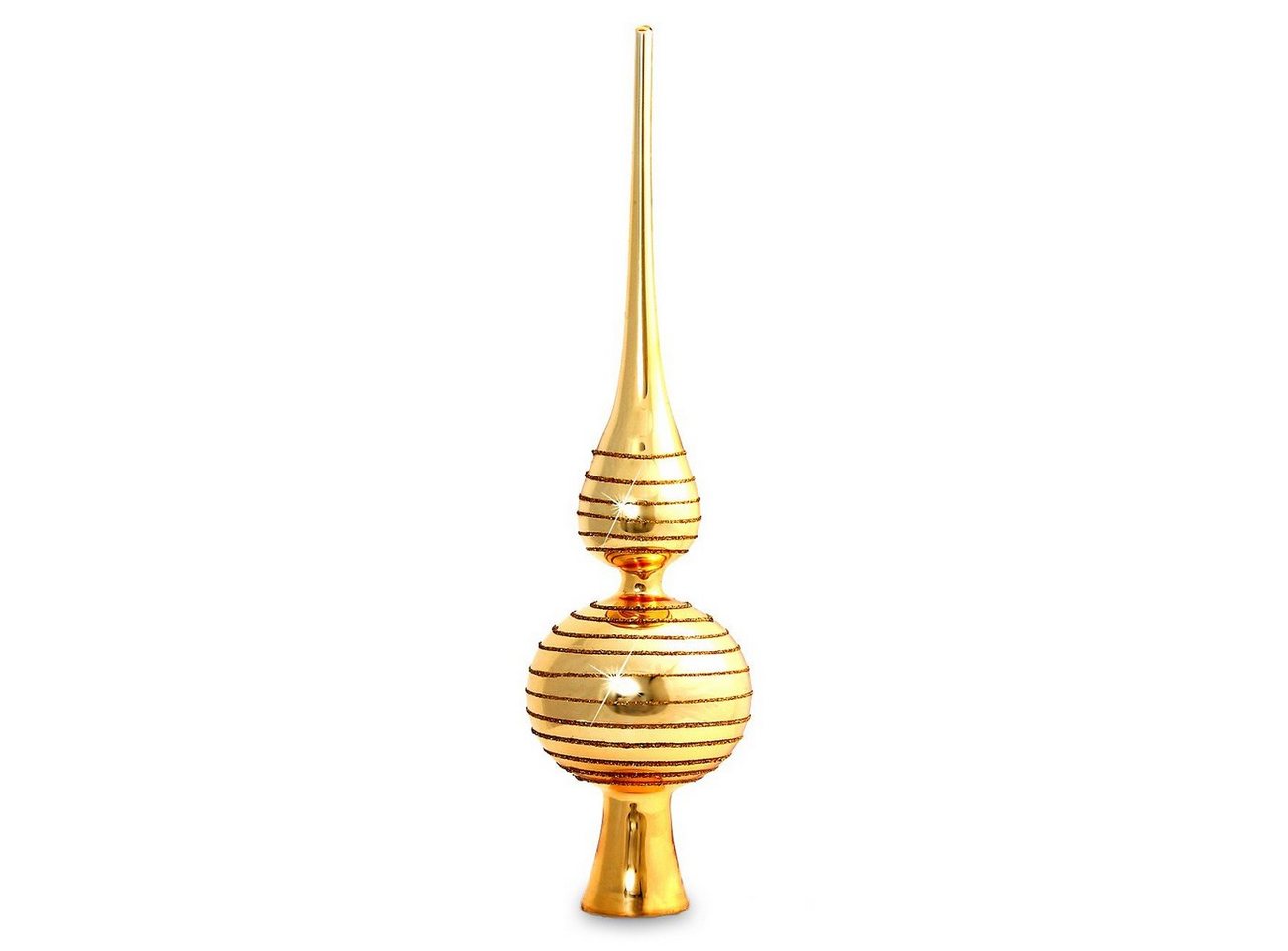 SIKORA Christbaumspitze SP2G Klassische Christbaumspitze aus Glas mit Glitterdekor - gold / H:29cm von SIKORA