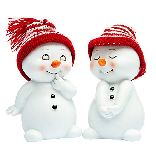 SIKORA DK32 Schneemann mit Strickmützen Dekofiguren für Weihnachten und Winter 2er Set H:11cm von SIKORA