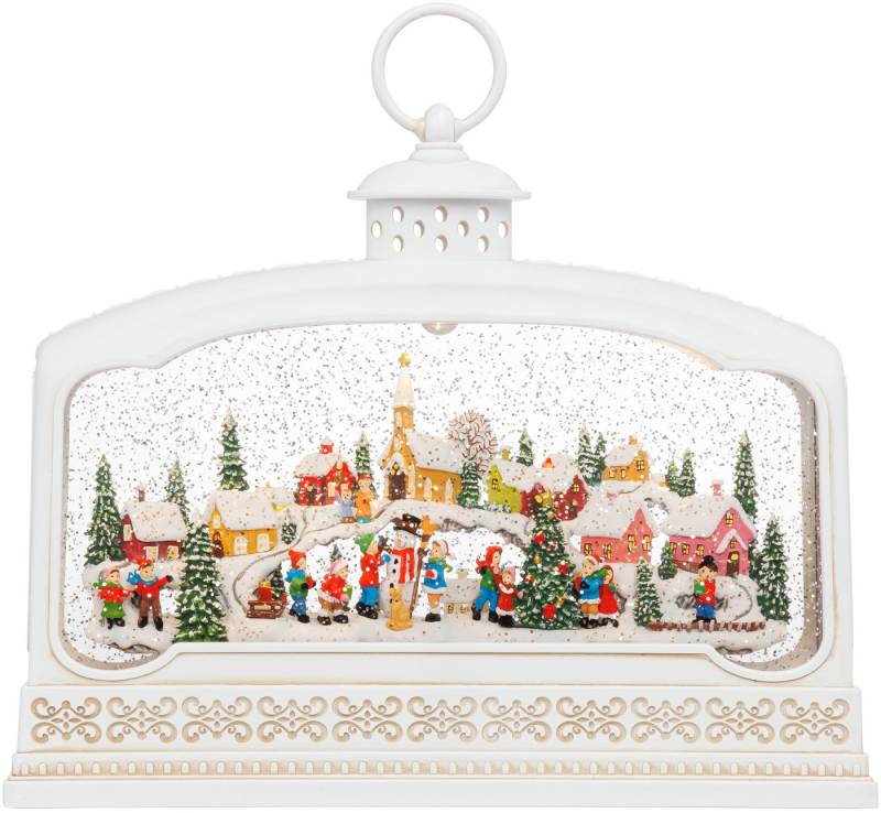 SIKORA Dekoobjekt WL01 LED Schneelaterne Winterlandschaft weiss mit Flocken und Musik, 5h-Timer, motorbetriebenes Schneegestöber, Batterie- oder Netzbetrieb von SIKORA
