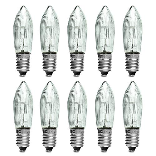 SIKORA E10 LED Topkerze/Riffelkerze/Ersatzbirnen für Schwibbogen 10-55V 0,1W E10 10er Set von SIKORA