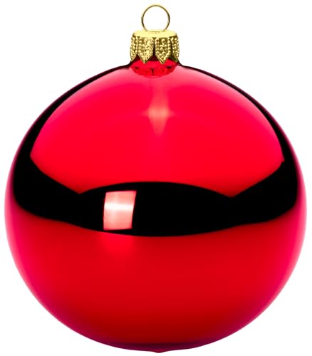 Sikora Essentials Klassische Christbaumkugeln aus Glas - Hochglanz - 6 Farben 3 Größen Premium Qualität, Farbe/Modell:Rot Hochglanz 4er Set, Höhe in cm:10 cm von SIKORA